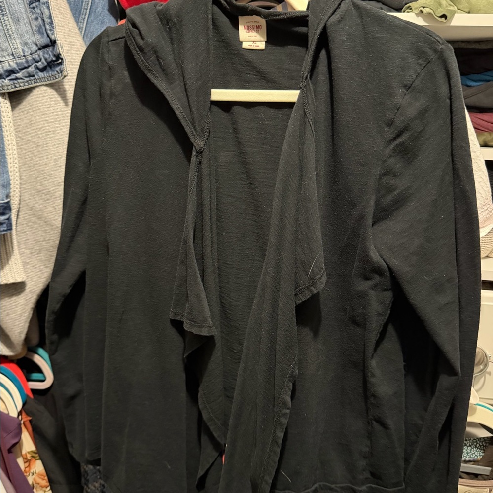 Mossimo Supply Co. Black Hooded Open-Front Cardigan